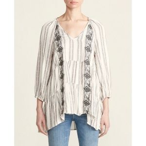 CUPIO Floral Embroidery V-Neck Hi-Low